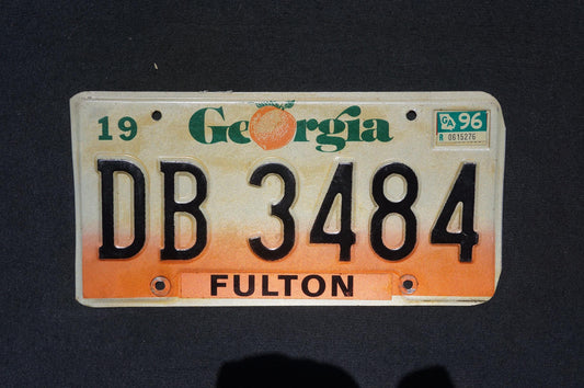 1996 Georgia Peach License Plate FULTON County