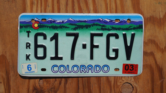 2003 Colorado TRUCK Purple Mountains License Plate Tag # 617 - FGV