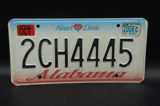 2006 Alabama HEART OF DIXIE License Plate # 2CH4445