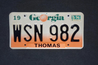 1996 Georgia Peach License Plate THOMAS County