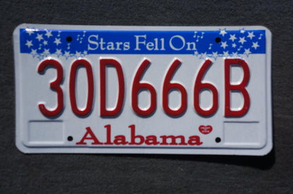 Alabama Stars Fell On Alabama License Plate #30D666B