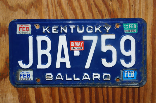 1984 1985 1986 1987 1988 Kentucky Vintage Blue License Plate