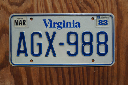 1983 Virginia Vintage White License Plate