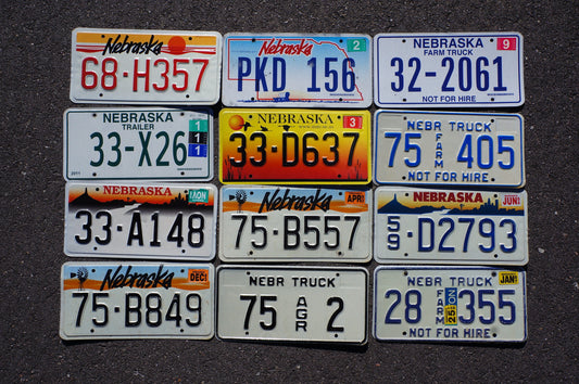 LOT of 12 NEBRASKA License Plates