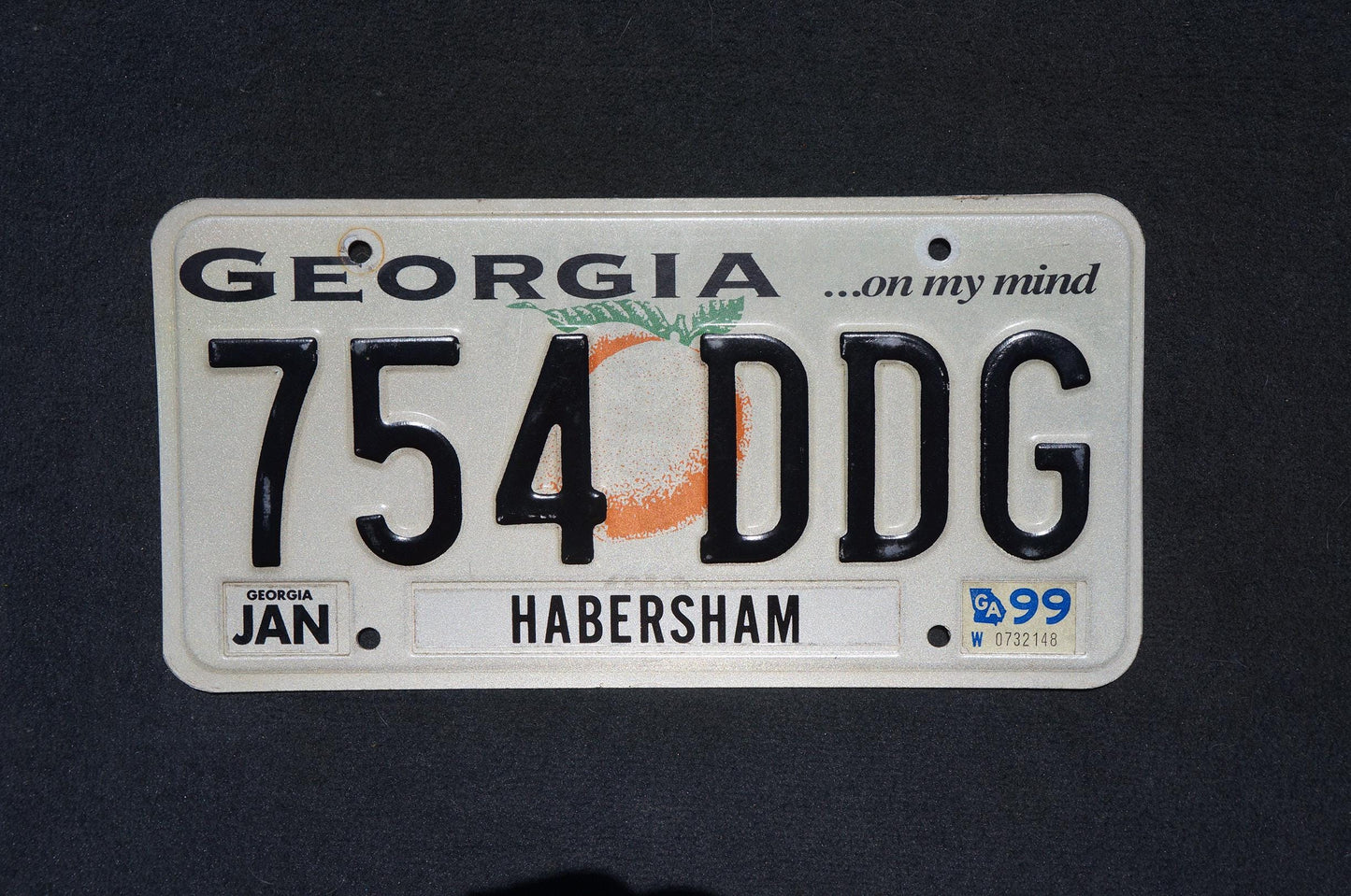 1999 Georgia On My Mind Peach License Plate HABERSHAM County