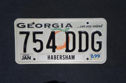 1999 Georgia On My Mind Peach License Plate HABERSHAM County