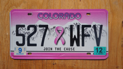2012 Colorado PINK RIBBON - Join The Cause - Women Heath - Cancer - License Plate