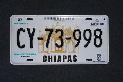 2007 Graphic CHIAPAS Mexico License Plate