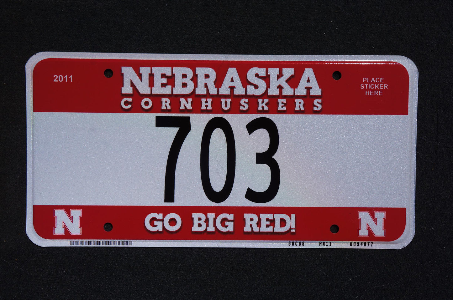 Nebraska CORNHUSKERS License Plate # 703 Go Big Red!