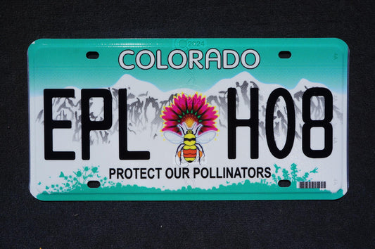 2024 Colorado PROTECT OUR POLLINATORS License Plate - Bee Flower New Design