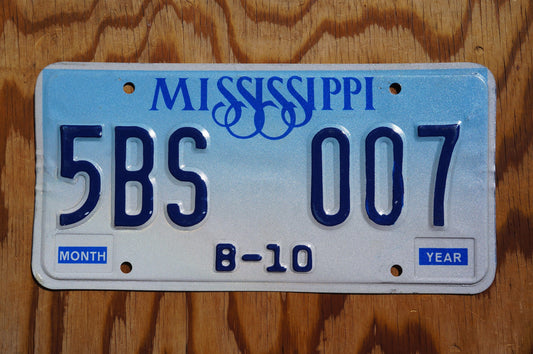 Mississippi Blue Vintage License Plate - 5BS 007