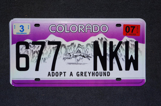 2007 Colorado ADOPT A GREYHOUND License Plate - Dog