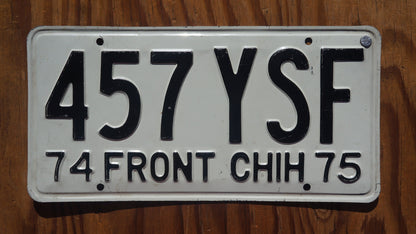 One or More  - 1974 1975 Front Chihuahua Mexico License Plate - Nice Original