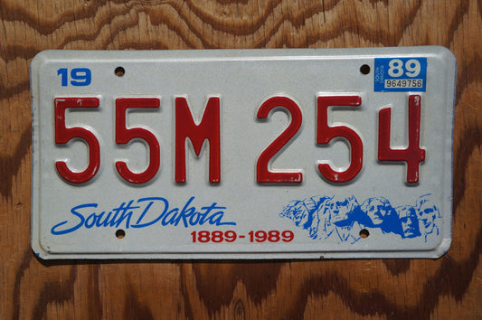 1989 South Dakota Centennial Mt Rushmore  License Plate