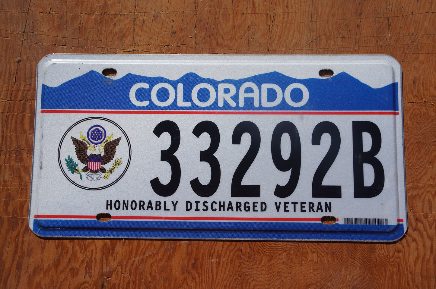 Colorado HONORABLY DISCHARGED VETERAN Eagle Blue License Plate