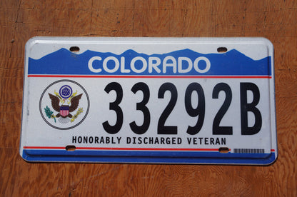 Colorado HONORABLY DISCHARGED VETERAN Eagle Blue License Plate