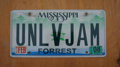 2008 Mississippi FORREST County Magnolia Flower Graphic License Plate # UNL V JAM