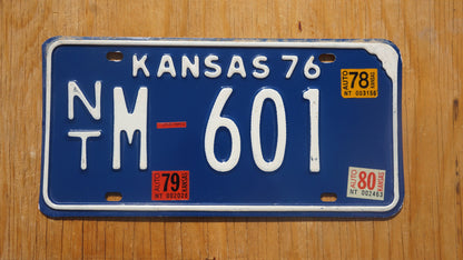 1976 1978 1979 1980 Kansas Vintage Blue License Plate # NT - M 601 - Midway USA