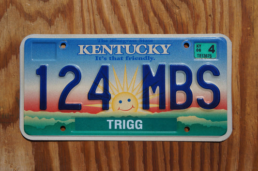 2006 Kentucky smiling sun cloud License Plate - It's that friendly