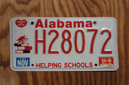 1994 Alabama Helping Schools Vintage License Plate - Education Books Students