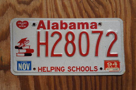 1994 Alabama Helping Schools Vintage License Plate - Education Books Students