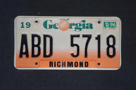 1996 Georgia Peach License Plate RICHMOND County