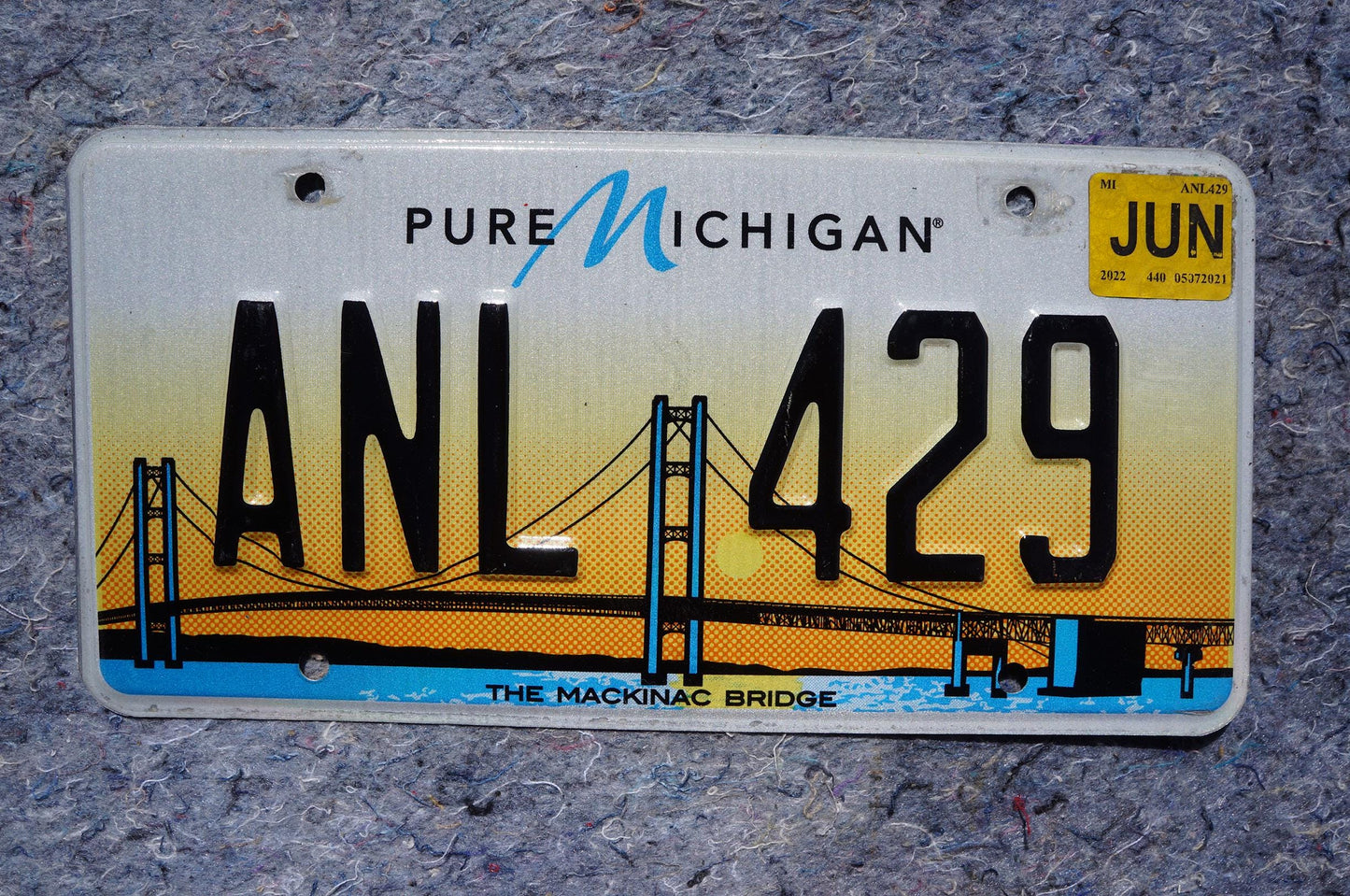 2022 Michigan THE MACKINAC BRIDGE Orange License Plate
