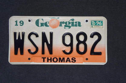 1996 Georgia Peach License Plate THOMAS County