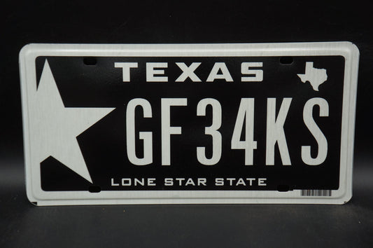 One or More - TEXAS White Star Black License Plate