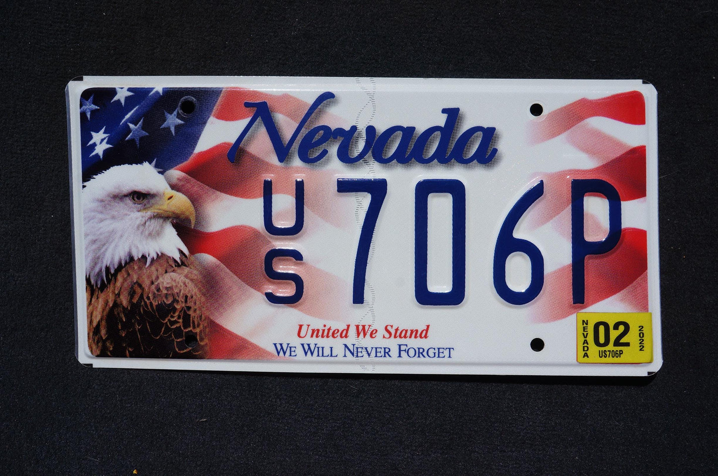 2022 Nevada License Plate: Eagle American Flag Graphic Plate Tag - United We Stand