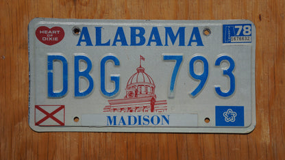 One or More - Alabama CAPITAL Building Heart of Dixie Vintage License Plate