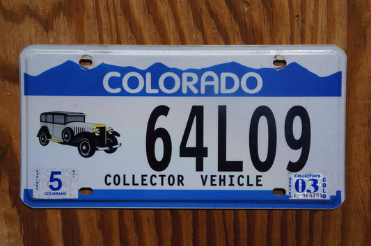 2003 Colorado COLLECTOR VEHICLE Blue License Plate Antique Car
