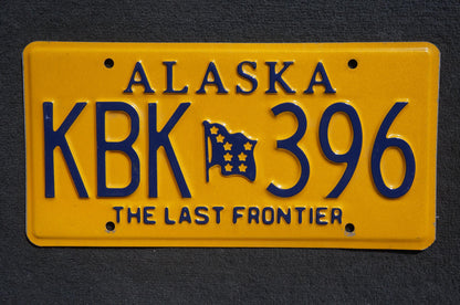 Alaska Yellow Flag License Plate - The Last Frontier