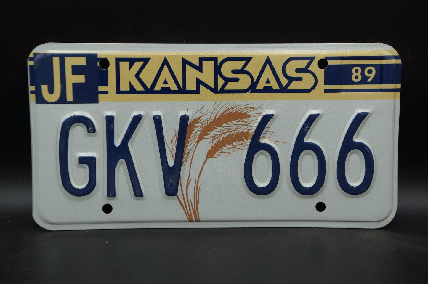 1989 Kansas WHEAT Vintage License Plate # GKV 666