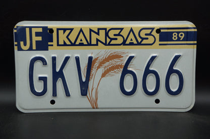 1989 Kansas WHEAT Vintage License Plate # GKV 666