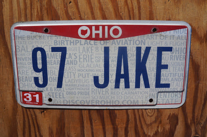 Ohio Vanity Hamilton County License Plate # 97 JAKE