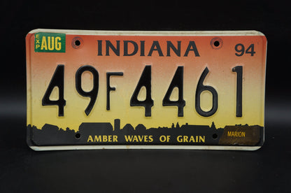 1994 Indiana Amber Waves of Grain Pink Yellow License Plate