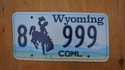 Mint Wyoming Blue License Plates Cowboy Horse # 999