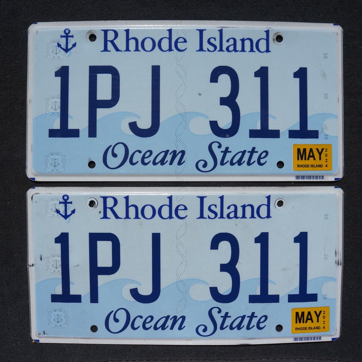 2024 Rhode Island License Plate PAIR / SET - Ocean State Wave Flat New Design