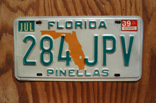 1989 Florida State Shape Vintage License Plate