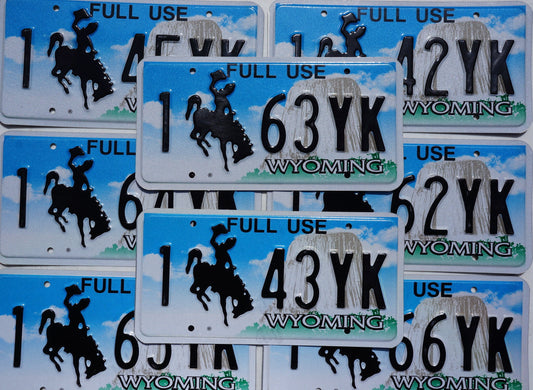 One or More Embossed WYOMING Cowboy & Horse Full Use DEALER License Plate
