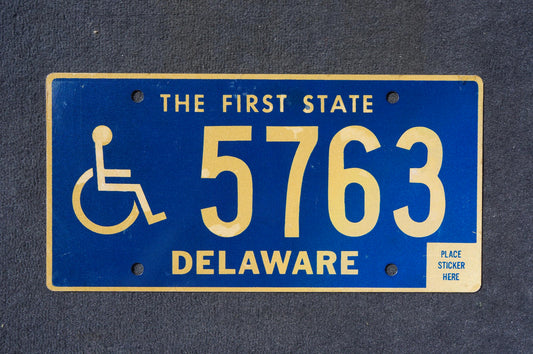 DELAWARE License Plate HANDICAP Wheelchair # 5763