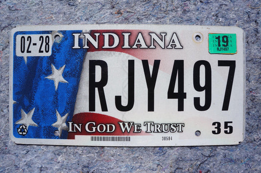 2019 Indiana In God We Trust Flag Graphic License Plate