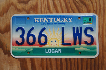 2006 Kentucky smiling sun cloud License Plate - It's that friendly