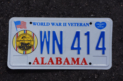 Alabama WORLD WAR II Veteran License Plate -