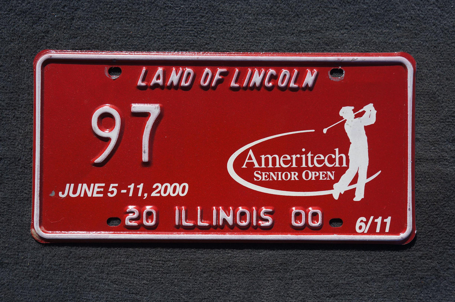 2000 Illinois Ameritech Senior Open Gulf Convention License Plate # 97