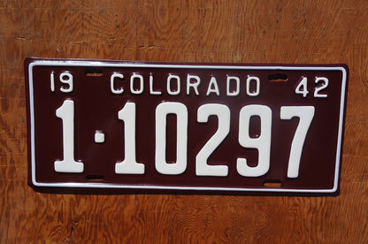 1942 Colorado Passenger License Plate