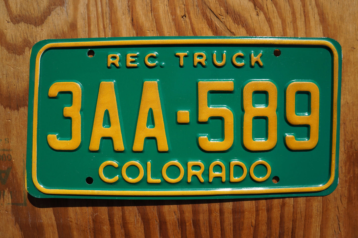 Colorado RECREATIONAL Truck License Plate # 3AA - 589