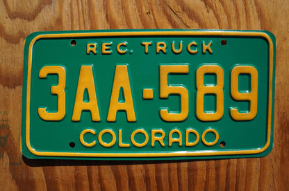 Colorado RECREATIONAL Truck License Plate # 3AA - 589