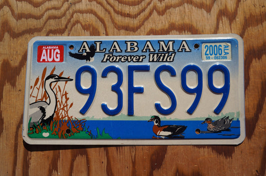 Alabama FOREVER WILD License Plate  - Crane lake bird duck Graphic